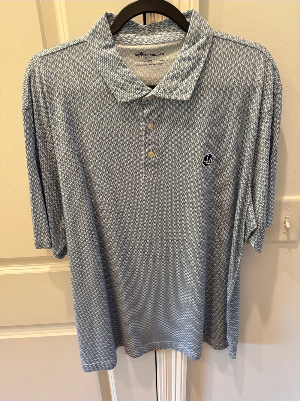Peter Millar Light Blue Micro-Pattern Polo